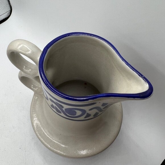 Vintage pitcher blue white salt glazed, hand painted German, Westerwald - Picture 4 of 14